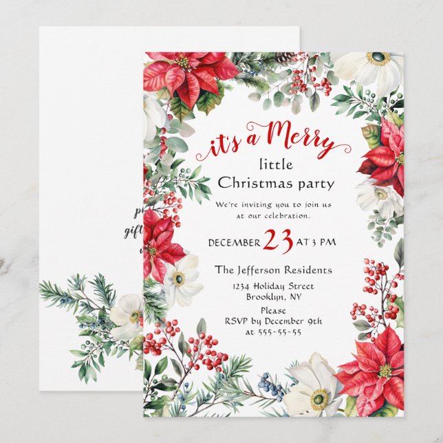 Retro Country Vintage Merry Little Christmas Party Invitation (Front/Back)