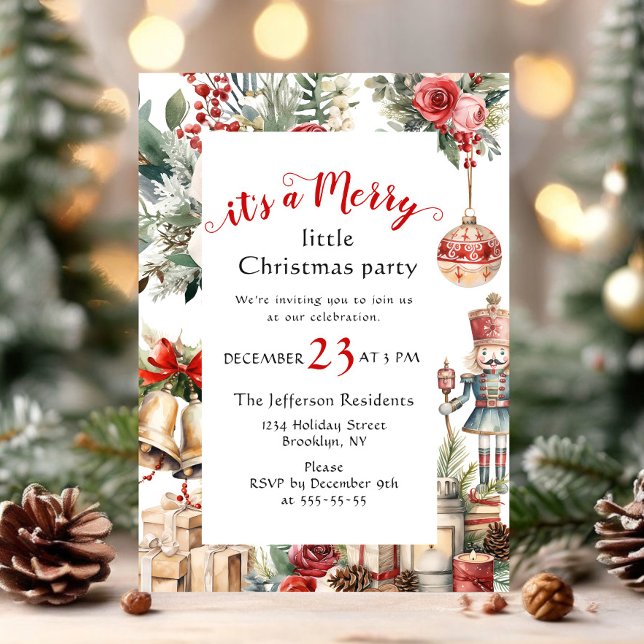 Retro Country Vintage Merry Little Christmas Party Invitation (Creator Uploaded)