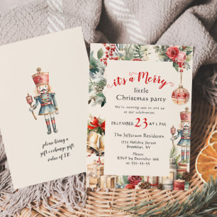 Retro Country Vintage Merry Little Christmas Party Invitation