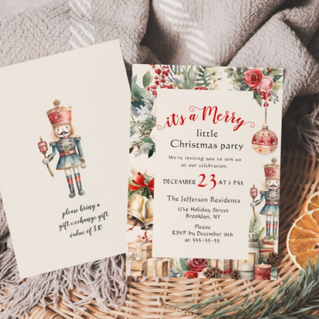 Retro Country Vintage Merry Little Christmas Party Invitation (Creator Uploaded)