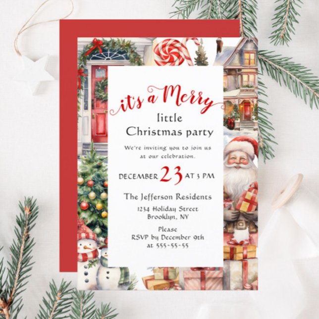 Retro Country Vintage Merry Little Christmas Party Invitation (Creator Uploaded)
