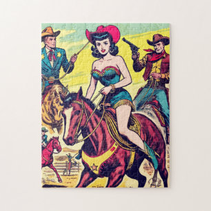 Retro Country Western Comics Jigsaw Puzzle
