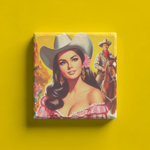 Retro Country Woman Stone Coaster