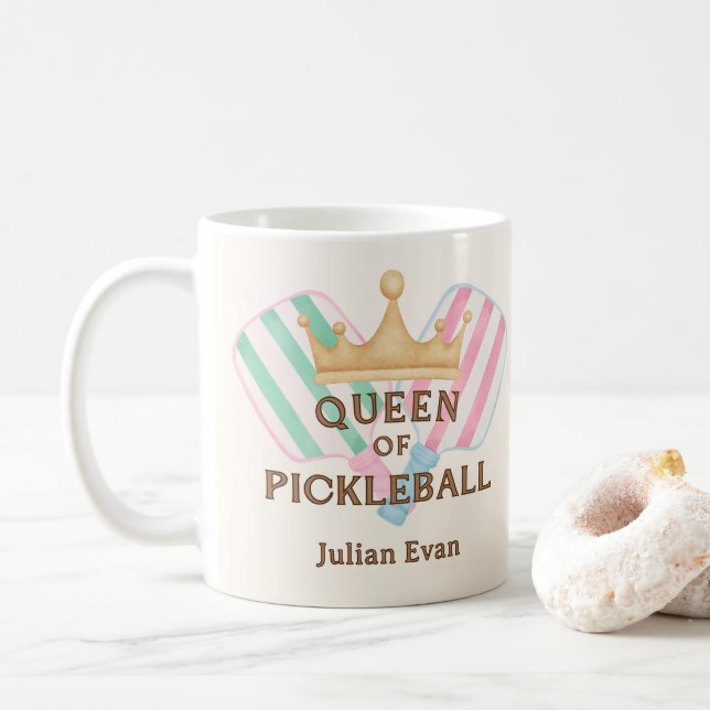 Retro County Club Queen of Pickleball Coffee Mug (With Donut)