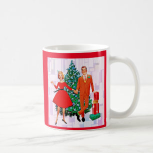 RETRO COUPLE 1950's CHRISTMAS COFFEE MUG