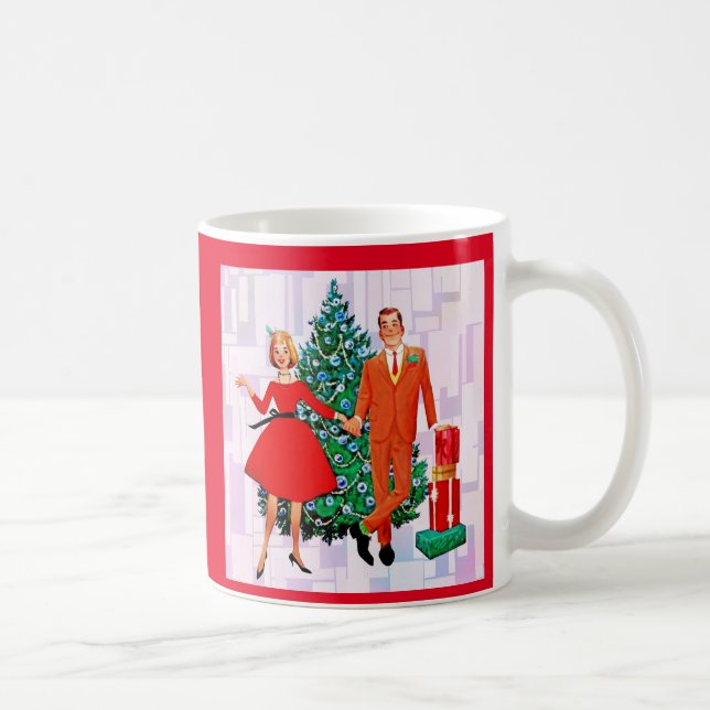 RETRO COUPLE 1950's CHRISTMAS COFFEE MUG (Right)