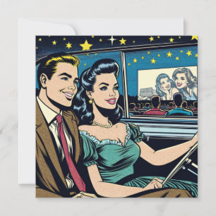 Retro Couple at Drive-In Movie Invitation