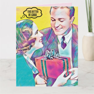 RETRO COUPLE CHRISTMAS FUNNY FRIEND CARD