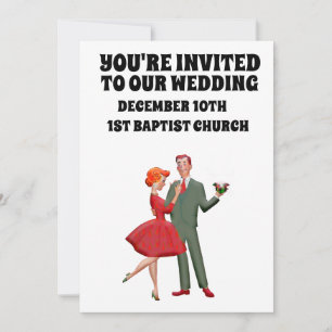 RETRO COUPLE CUTE WEDDING CUSTOM INVITATIONS