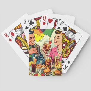 Retro Couple Drinks Comics Playing Cards