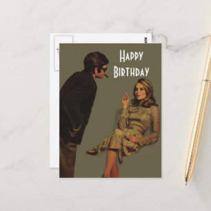 Retro Couple Happy Birthday Postcard
