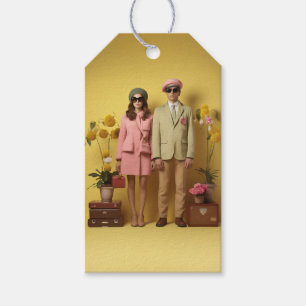 Retro Couple In Yellow Gift Tags