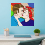 Retro Couple Kiss Pop Art Style Wall Decal<br><div class="desc">Cute retro man and woman kissing with brightly coloured pop art style artwork.</div>