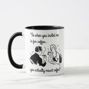 Retro Couple on Date Funny Coffee Humour Mug