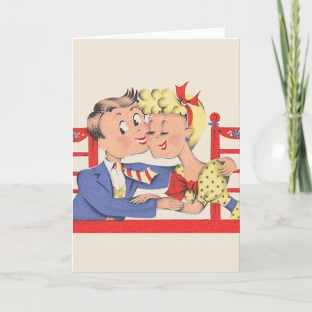 Retro Couple Romantic Anniversary Card (Front)