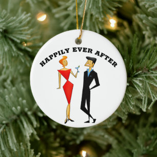 RETRO COUPLE WEDDING GIFT ORNAMENT