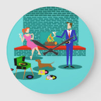 Retro Couple with Dog Acrylic Wall Clock