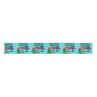 Retro Couple with Dog Grosgrain Ribbon