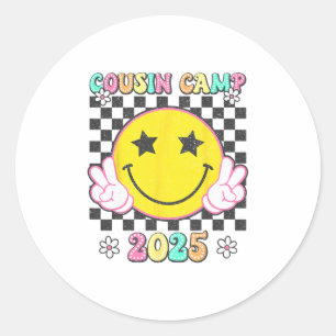 Retro Cousin Camp 2025 Family Vacation Summer Camp Classic Round Sticker