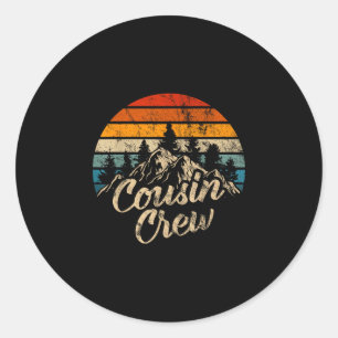 Retro cousin crew hiking mountain camping outdoor classic round sticker