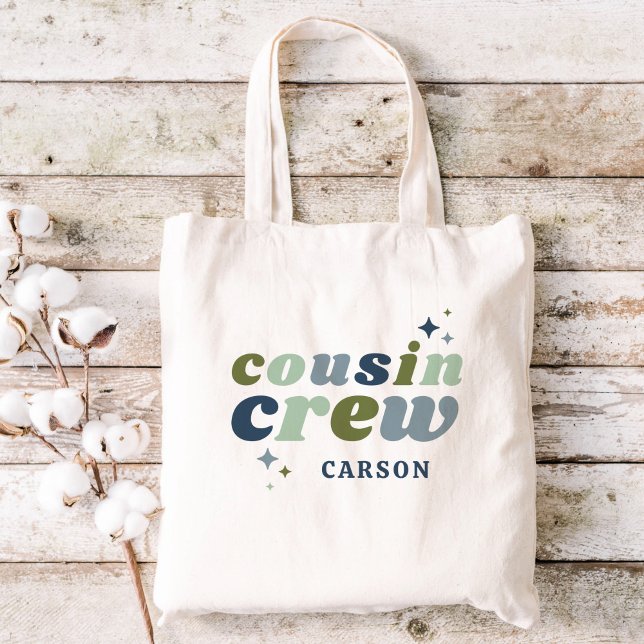 Retro Cousin Crew Monogram | Matching Kids Tote Bag (Creator Uploaded)