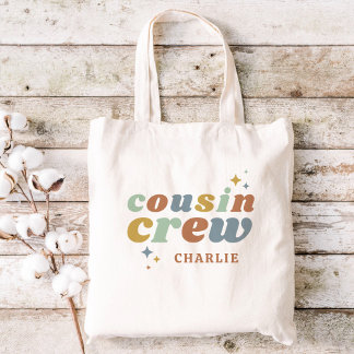 Retro Cousin Crew Monogram | Matching Kids Tote Bag