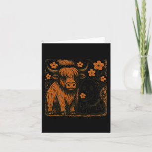 Retro Cow Halloween Ghost Autumn Fall Floral Outfi Card
