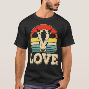 Retro Cow Love Sunset Vintage Farm Animal Design T-Shirt