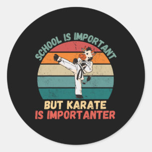 Retro Cow School Is Important Karate Is Importante Classic Round Sticker