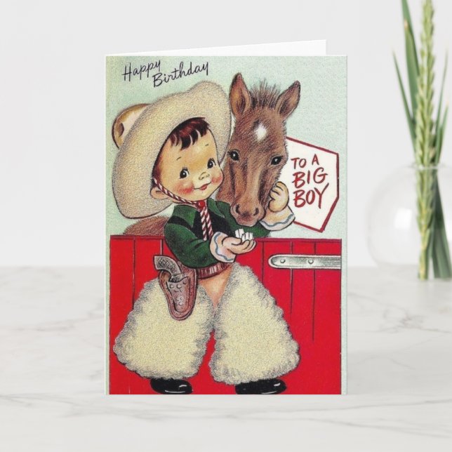 Retro Cowboy Birthday Card For A Big Boy (Front)