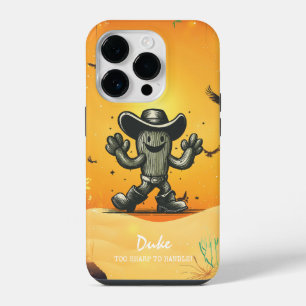 Retro Cowboy Cactus Cartoon iPhone 14 Pro Case