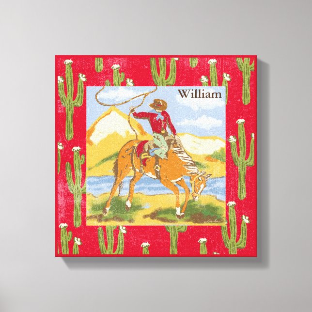 Retro Cowboy Canvas Print (Front)