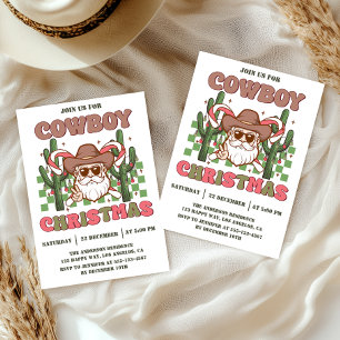Retro Cowboy Christmas Party Western Holiday Invitation