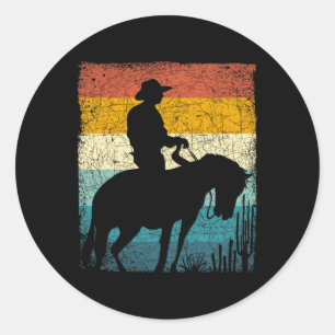Retro Cowboy Classic Round Sticker