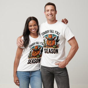 Retro Cowboy Fall Y'all Season Pumpkin T-Shirt