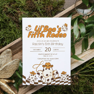 Retro Cowboy Halloween Chequered Pattern Birthday Invitation