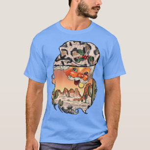 Retro Cowboy Hat Santa Claus Desert Western Merry  T-Shirt