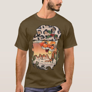 Retro Cowboy Hat Santa Claus Desert Western Merry  T-Shirt