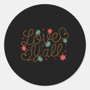 Retro Cowboy Valentines Day Western Howdy Valentin Classic Round Sticker