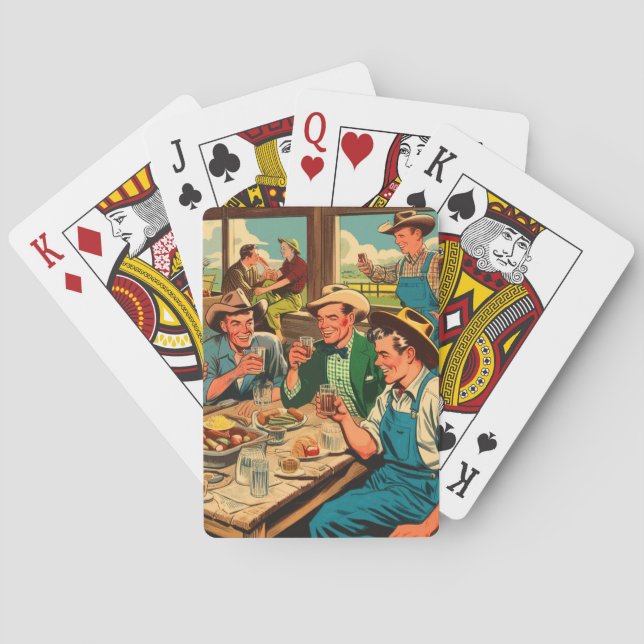 Retro Cowboys Comics Playing Cards (Back)
