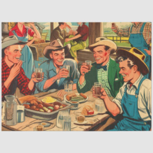 Retro Cowboys Comics Tissue Paper