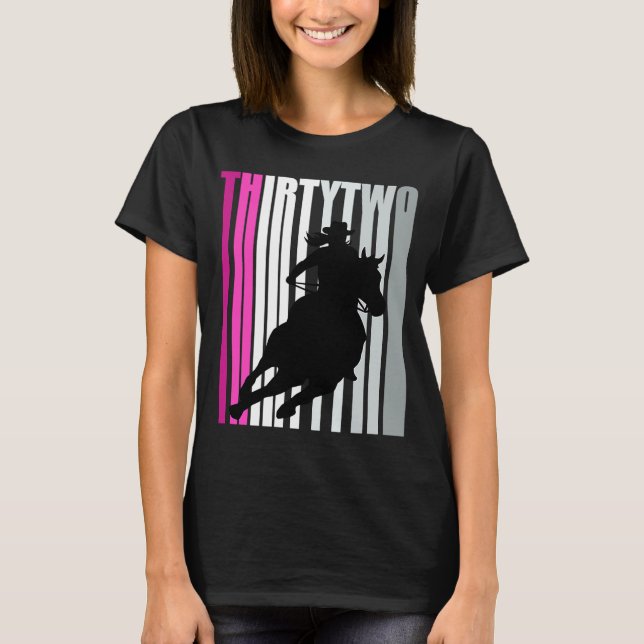 Retro Cowgirl Birthday 32nd Rodeo Horse Queen Barr T-Shirt (Front)