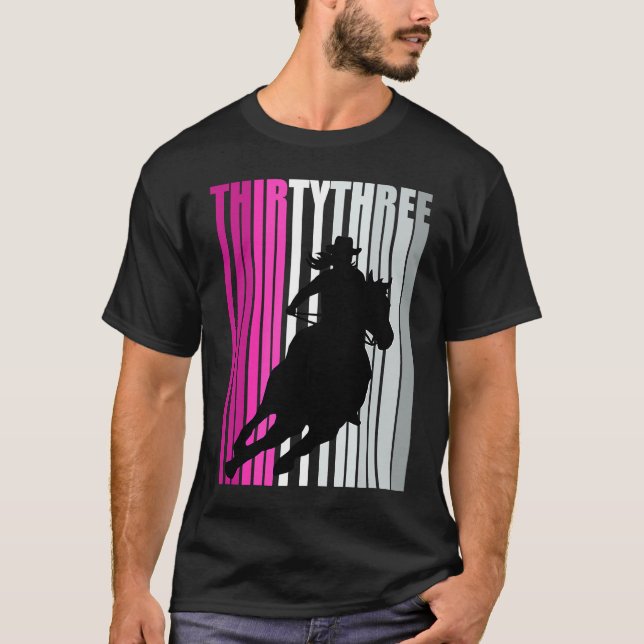 Retro Cowgirl Birthday 33rd Rodeo Horse Queen Barr T-Shirt (Front)