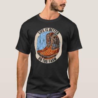 Retro Cowgirl Boot   On The Farm Western Farmer T-Shirt