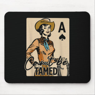 Retro Cowgirl Card Can't Be Tamed Western Country Mouse Mat