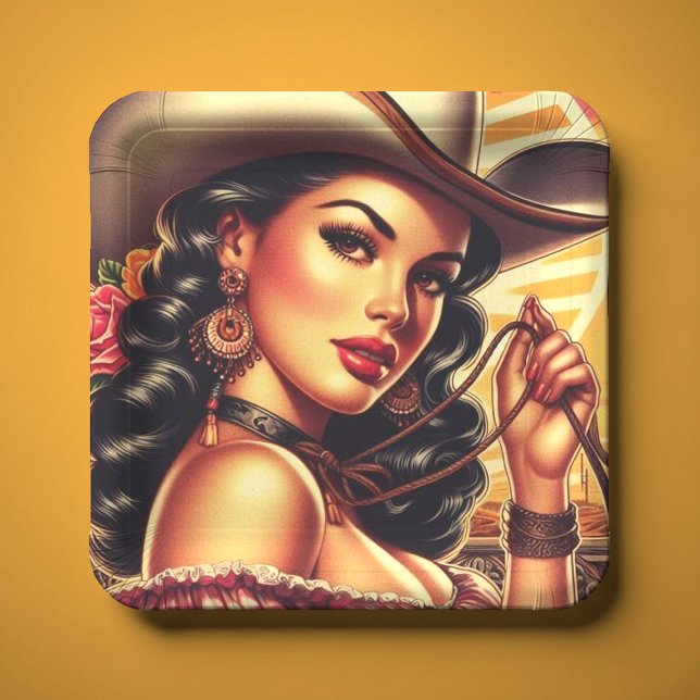 Retro Cowgirl Paper Plate (Creator Uploaded)