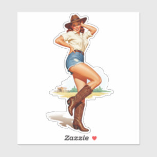 Retro Cowgirl Pin-up Art