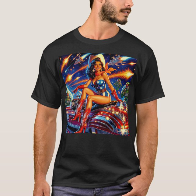 Retro Cowgirl Pin-Up T-Shirt (Front)