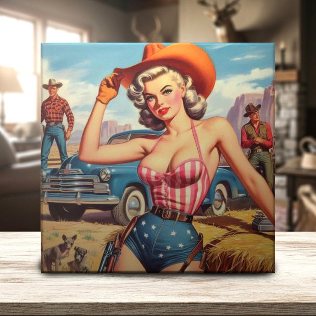Retro Cowgirl Pin Up Tile (Creator Uploaded)