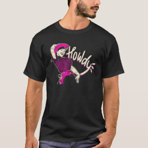 Retro Cowgirl Pink Leopard Howdy Western Country W T-Shirt